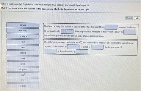 Solved What is heat capacity? Explain the difference between | Chegg.com