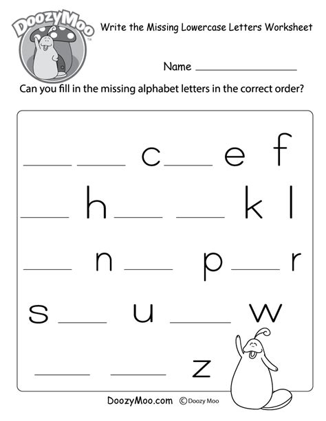 Write the Missing Lowercase Letters Worksheet - Doozy Moo