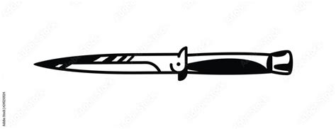 Knife logo illustration. Vector. Painted gangster knife. Black and ...