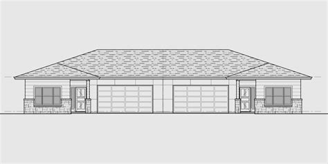 One Story Duplex House Plan With Two Car Garage By Bruinier ...