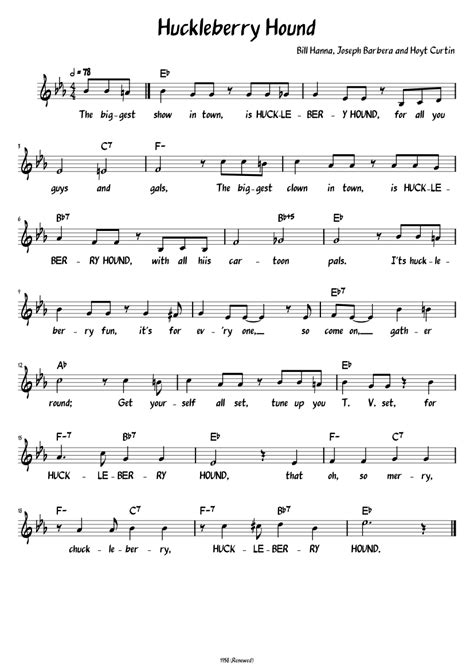 Huckleberry Hound (Lead sheet with lyrics ) Sheet music for Piano (Solo) Easy | Musescore.com