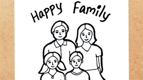 How to draw a simple family with 4 members easily | Family drawing ...