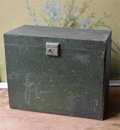 Worn Green Metal File Box, Industrial File Box, Industrial Decor ...