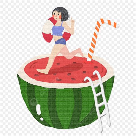 Summer Watermelon Clipart Hd PNG, Summer Watermelon Kid Hand Drawn ...