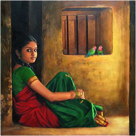 Indian Village Lifestyle - Hyper Realistic Acrylic Paintings by Tamil Nadu Artist Ilayaraja1