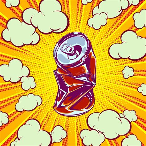 Concept with a Crumpled Pop Art Soda Can for Print and Design. Vector Illustration. Stock Vector ...