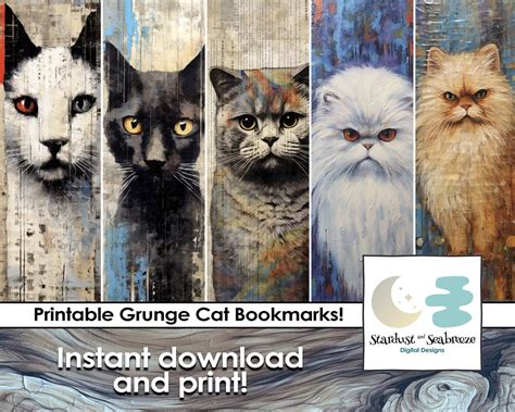 Cute Cat Bookmark Set: Digital Cat Bookmarks for Easy - Etsy UK