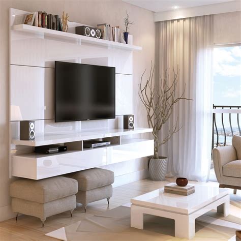 City 2.2 White Gloss Floating Wall Theater Entertainment Center by ...