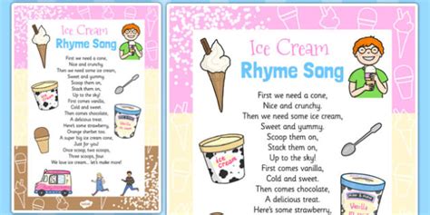 Ice Cream Rhyme Song Card (teacher made)