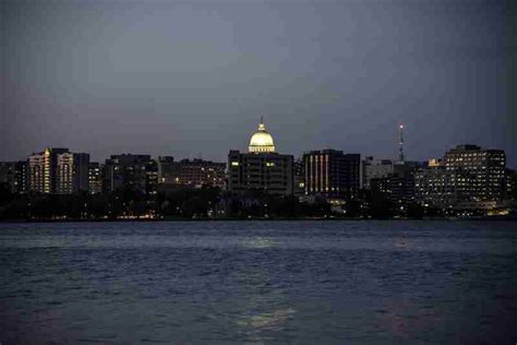 Closeup Skyline of the city of Madison at night image - Free stock ...