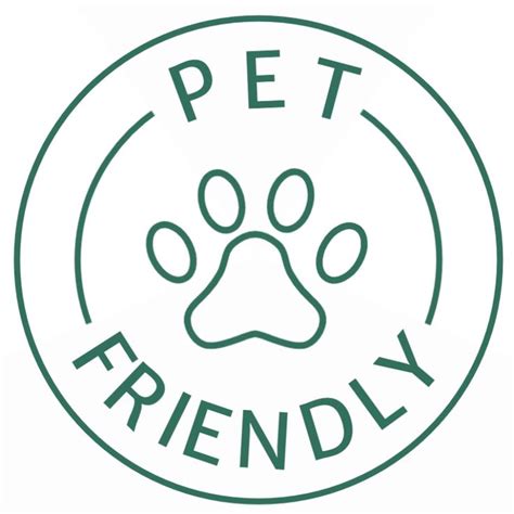 the logo for pet friendly with a dog's paw in green on a white background