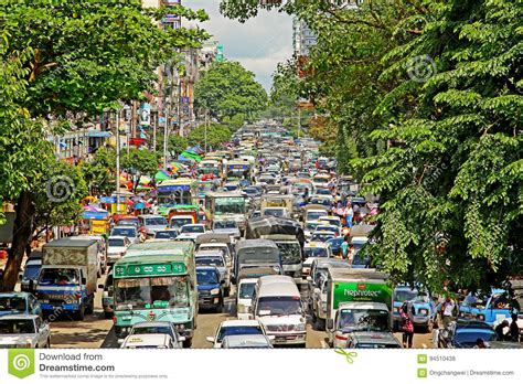 Traffic Jam in Yangon City, Myanmar Editorial Stock Photo - Image of asia, street: 94510438