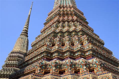 07 February 2019, Bangkok, Thailand, Wat Pho Temple Complex. Buddhist Stupas and Architectural ...