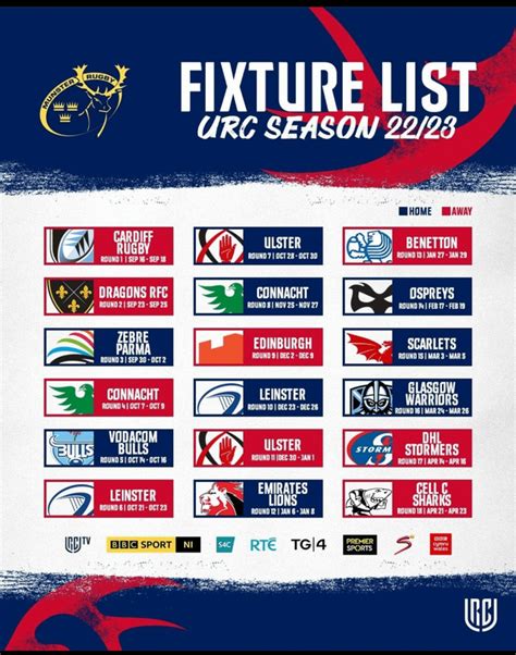 Munster Rugby Fixtures 22/23 Season : r/UnitedRugbyChamp