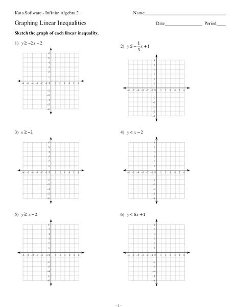 Graph Linear Inequalities Worksheets