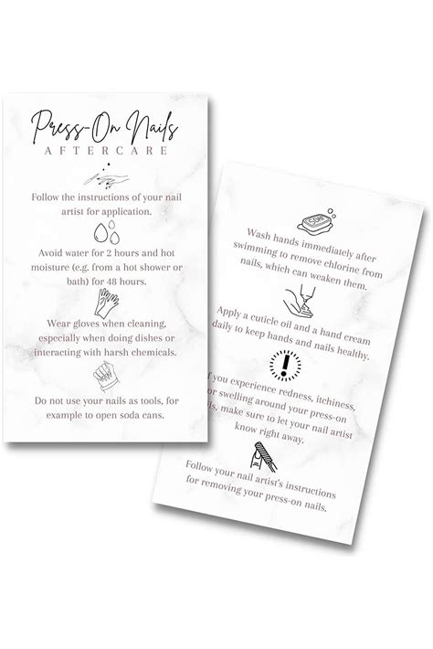 Press-On Nail Aftercare Cards | 50 Pack | 2x3.5" inch Business Card Size | Add to Your DIY Press ...