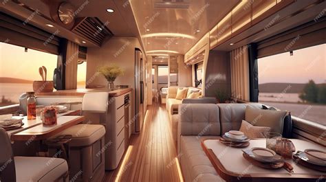 Premium AI Image | Luxury interior design of modern motorhome Generative AI