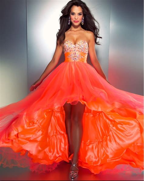 Love the bright neon orange to die for | Orange prom dresses, Prom party dresses, Prom dresses blue