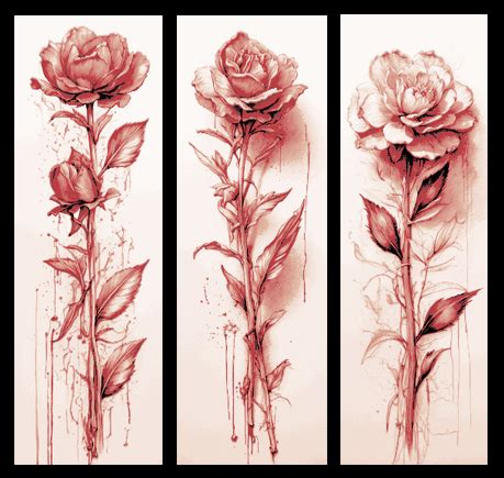 Red Roses - Almost as if Drawn by Blood - Set of 3 Bookmarks by mclanesmemories - MakerWorld