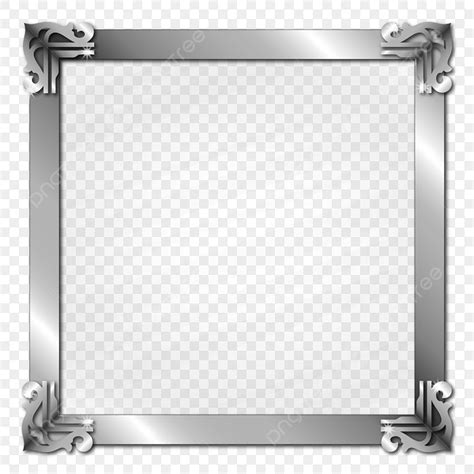 Metallic Silver Vector Hd PNG Images, Silver Metal Picture Frame Border ...