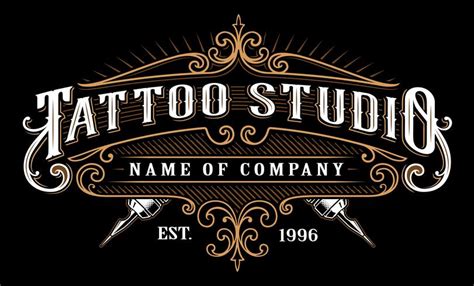 Vintage tattoo studio emblem2 for dark background 539093 Vector Art at ...