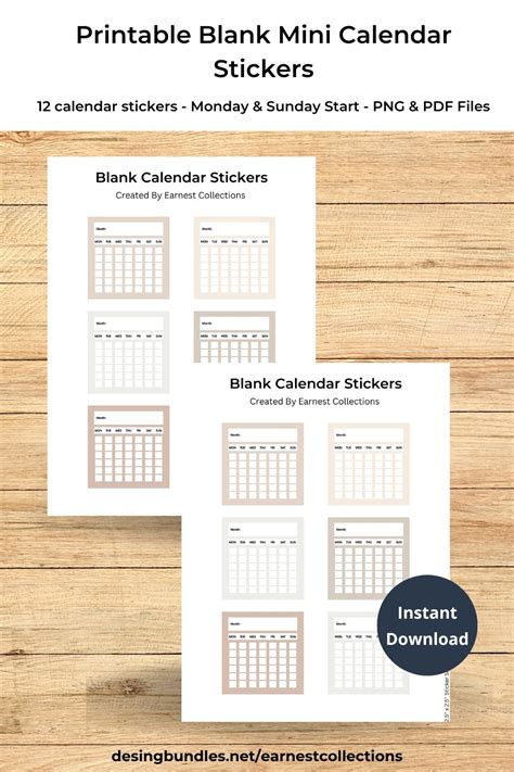 Printable Blank Calendar Stickers For Planner