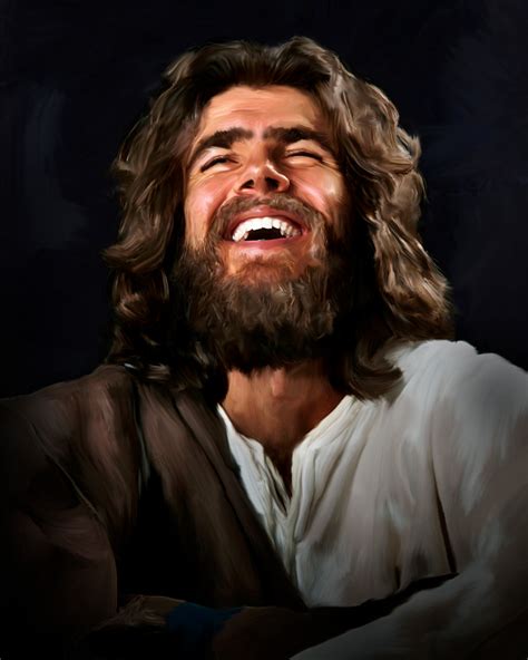 digital art painting of Joyous Jesus laughing