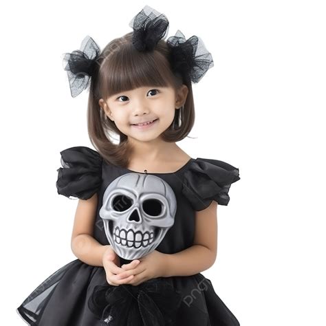 Cute Little Girl Celebrate Halloween Wear Skeleton Costume, Halloween Monster, Halloween Cartoon ...