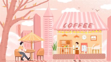 Coffee Shop Pink Cartoon Background in 2021 | Coffee shop logo design, Cartoon background, Cute ...