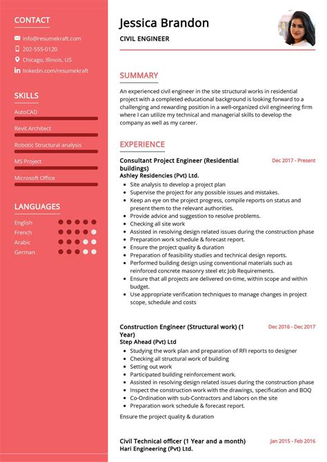 Civil Engineer CV Example in 2024 - ResumeKraft