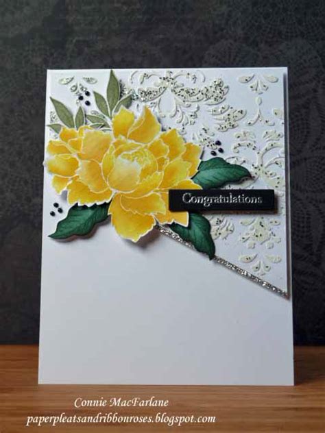 Paper Pleats and Ribbon Roses: Peony Wedding Card