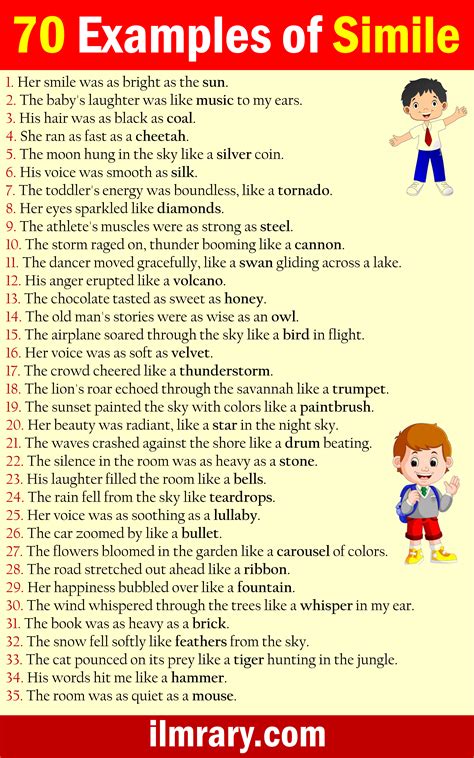 70 Example Sentences of Simile in English | English vocabulary words learning, English ...