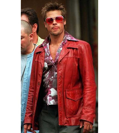 Brad Pitt Fight Club Tyler Durden Red Leather Jacket in 2022