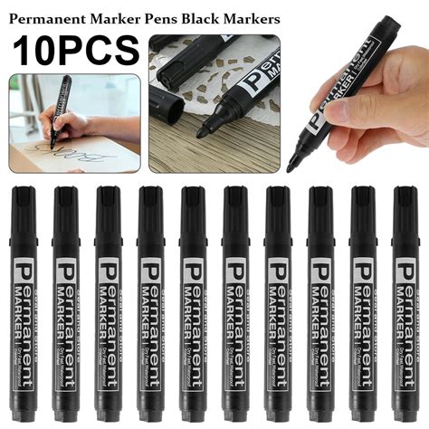 Adifare 10 Pcs Permanent Markers Waterproof Black Marker Set Fade ...