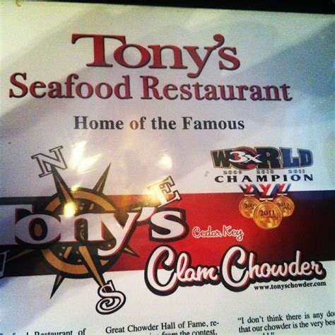 Tony's world famous clam chowder in Cedar Key, Fl | Cedar key florida, Cedar key fl, Gulf coast ...