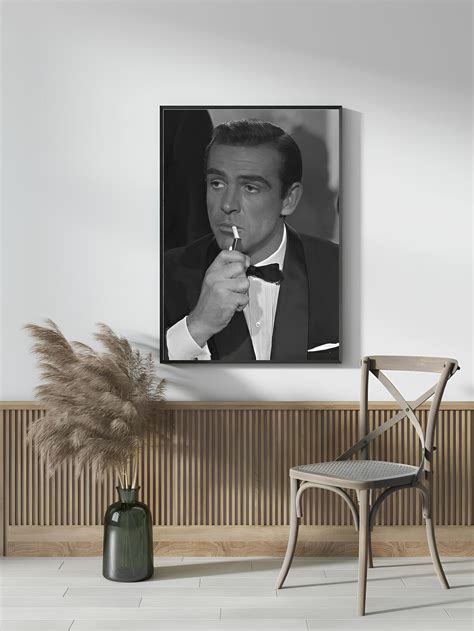 Sean Connery James Bond Poster, Vintage Movie Poster, Black and White ...