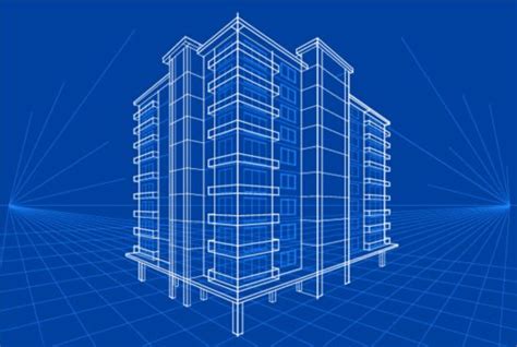 Simple blueprint building vectors design 02 free download