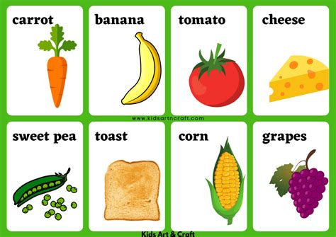 Drink And Food Flashcards For Toddlers- Free Printable - Kids Art & Craft