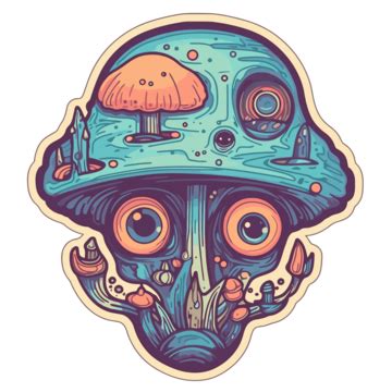 Psychedelic Mushroom Sticker Vector Clipart, Trippy, Trippy Clipart, Cartoon Trippy PNG and ...