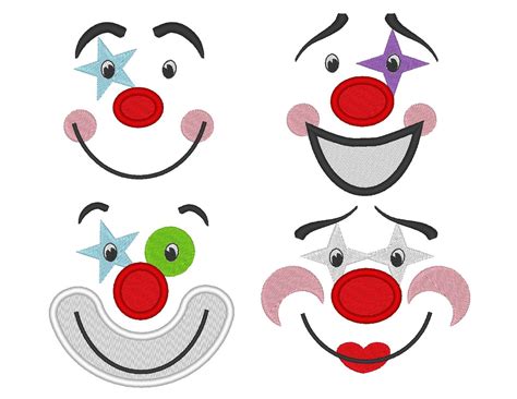 Adorable clown faces for Your Toy machine embroidery and