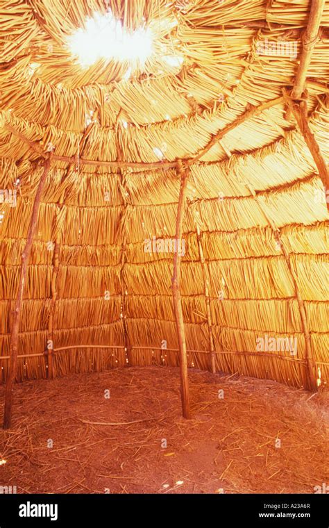 Chumash Indian hut interior made from reeds La Purisima Mission State Historic Park Lompoc ...