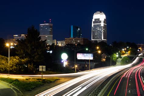 Downtown Skyline of Winston Salem, North Carolina at night