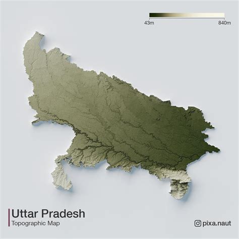 Topographic map of Uttar Pradesh : Nakshe