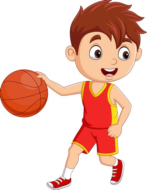 Cartoon little boy playing basketball 6605361 Vector Art at Vecteezy