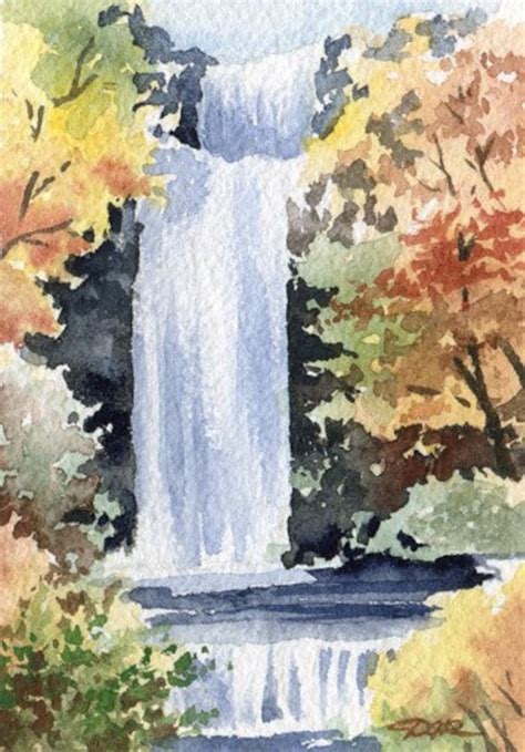 WATERFALL Watercolor Signed Fine Art Print by Artist DJ | Etsy