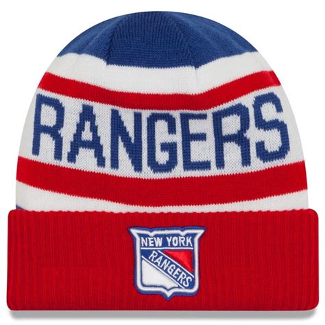 Men's New York Rangers New Era Blue Biggest Fan Redux Cuffed Knit Hat ...