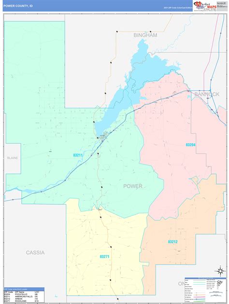 Power County, ID Wall Map Color Cast Style by MarketMAPS - MapSales