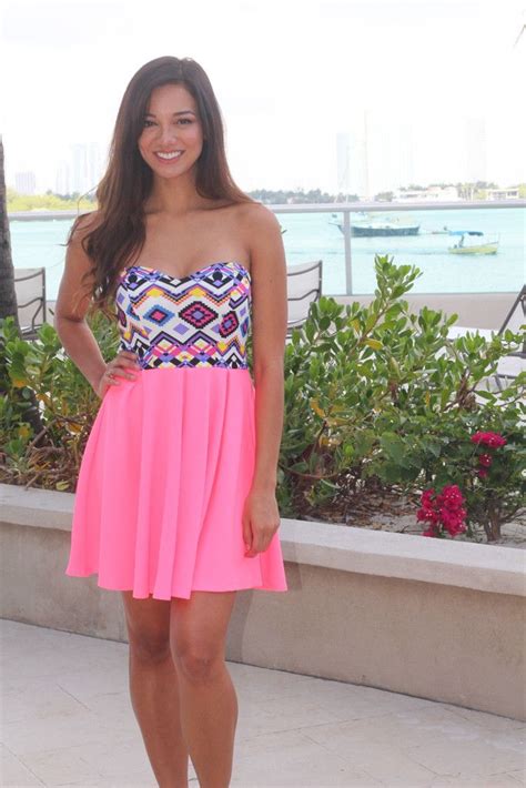 Neon Pink Aztec Short Dress in 2021 | Short dresses, Colorful dresses, Dresses