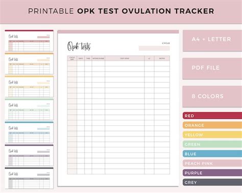 Printable OPK Test Sheet Ovulation Tracker Fertility - Etsy