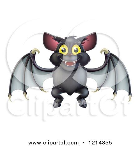 Clipart of a Cute Happy Halloween Vampire Bat - Royalty Free Vector ...